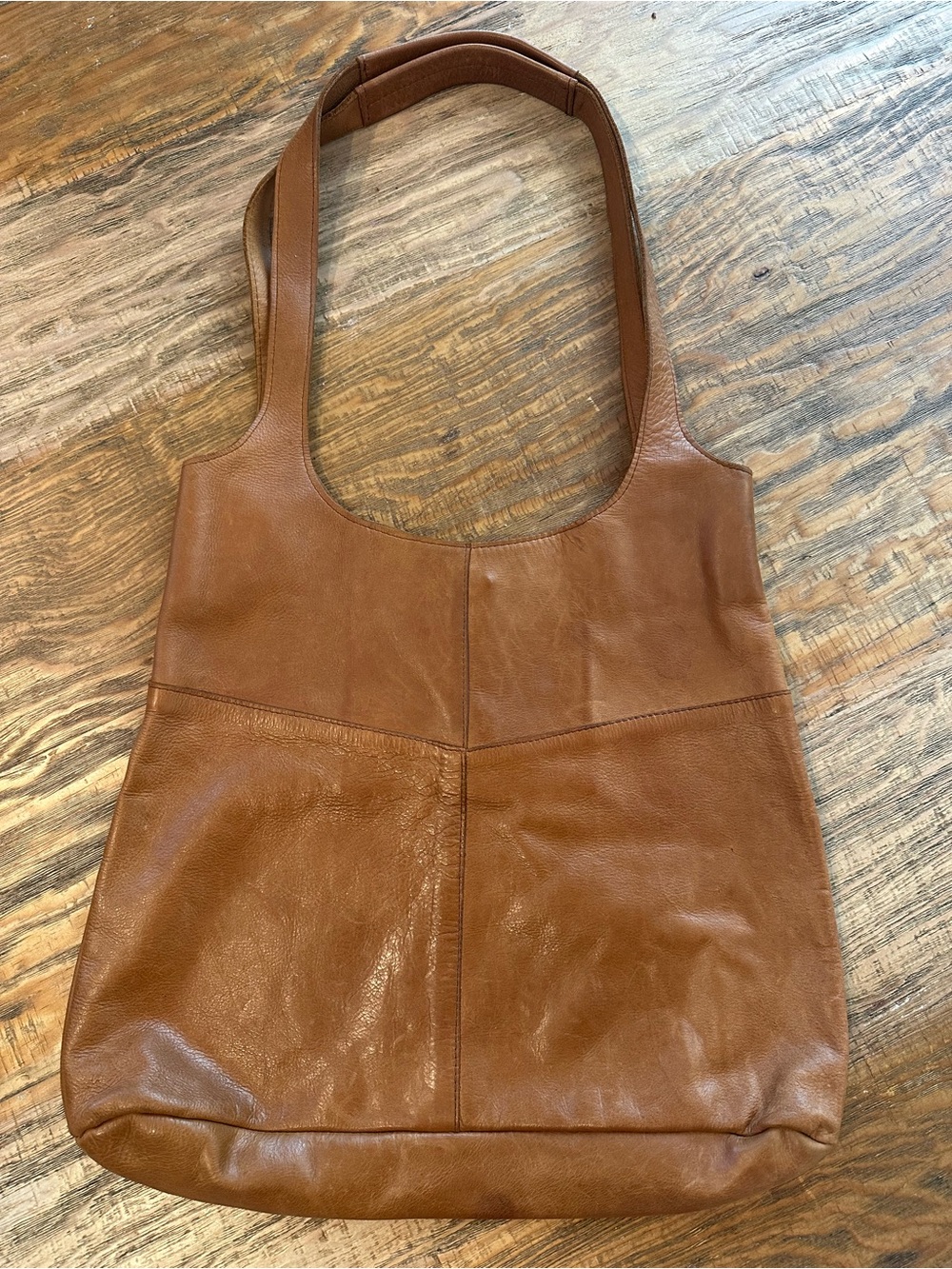 Raven + Lily Cognac Leather Hobo Shoulder Bag